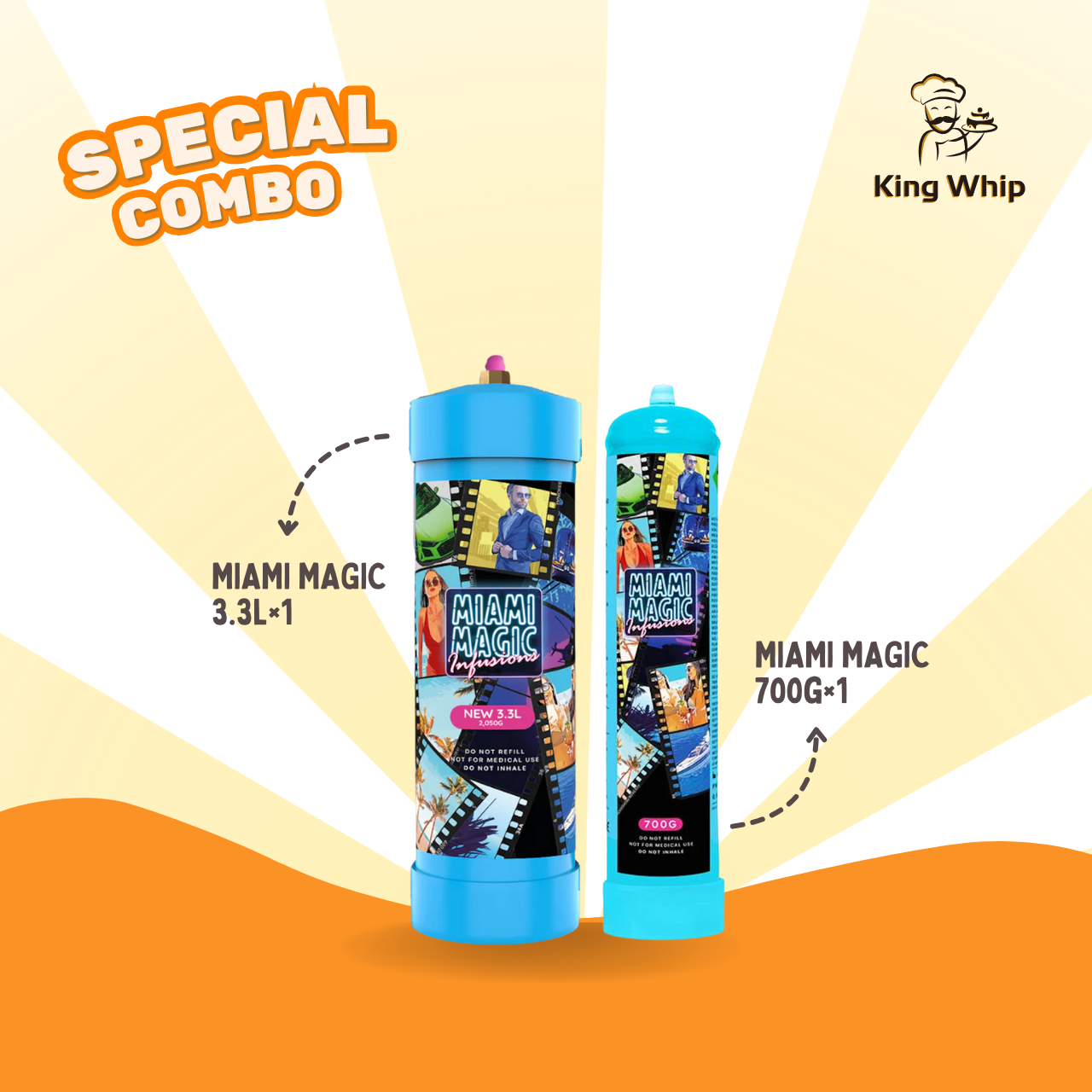 Alternative Text: Fast nang delivery Melbourne, Miami Magic 3.3L tank and 700G cylinder starter pack.